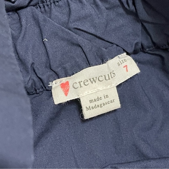 Crewcuts Off-Shoulder Smocked Navy Dress Rainbow Ruffled Cotton Size 7. - Picture 4 of 7